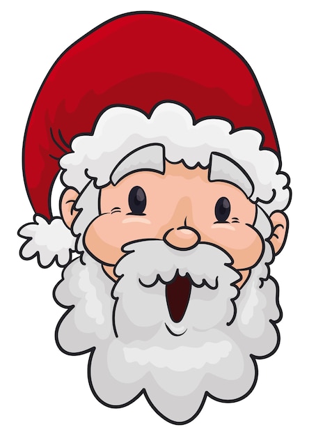  ⁇ 은 모자와  ⁇  수염을 가진 귀여운 산타 크리스마스 시즌에 준비 된 놀라움과 미소 짓는 표정