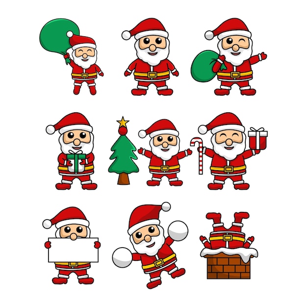 Cute santaclose illustration vector bundle