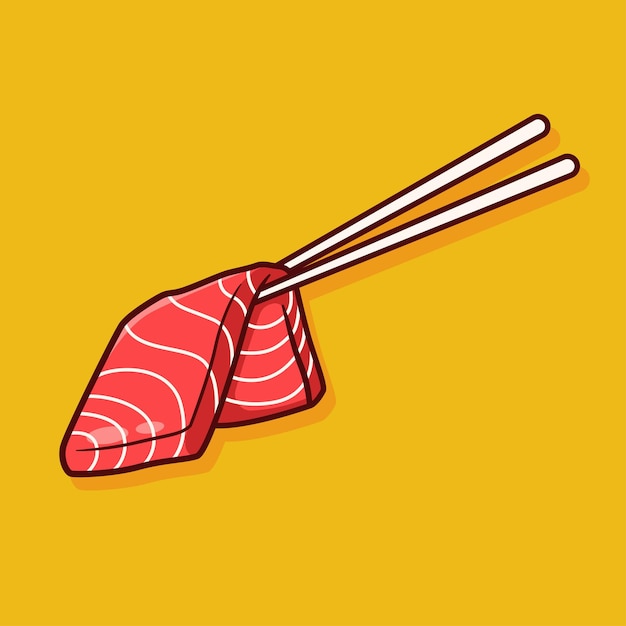 cute sashimi japanese food illustration in flat design