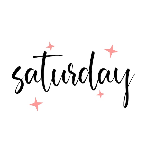 Cute Saturday handwritten lettering design illustration