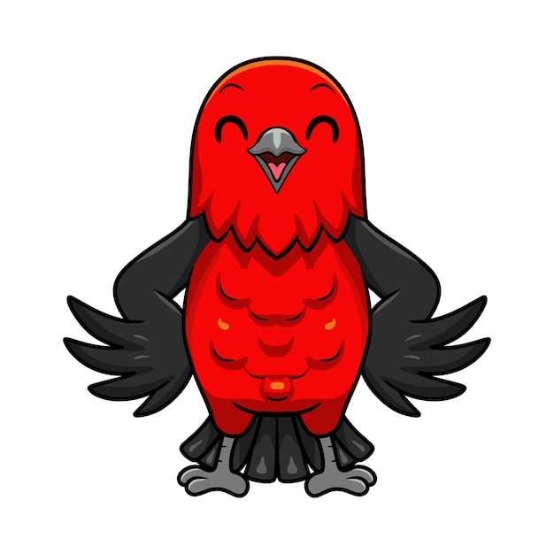 Vector cute scarlet tanager bird cartoon