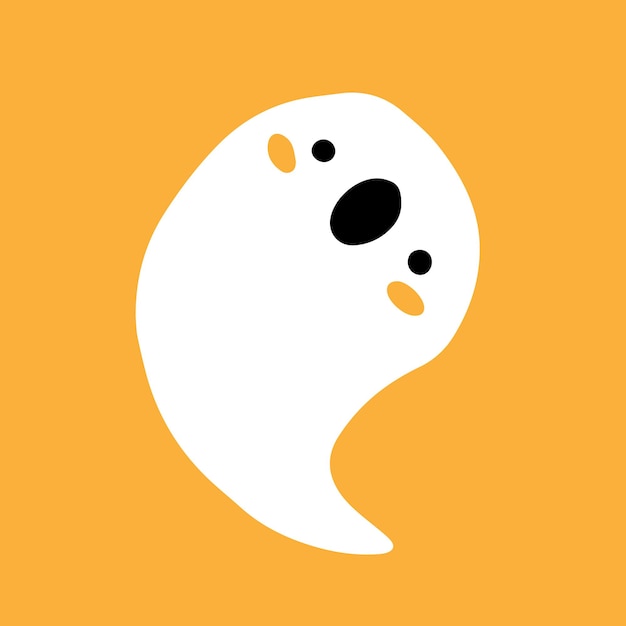 Cute scary ghost on a yellow background Illustration with ghost character isolated on background