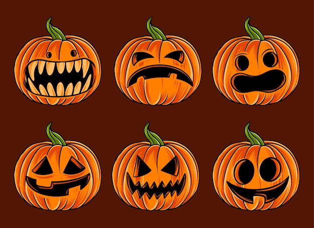 Vector cute scary halloween pumpkin