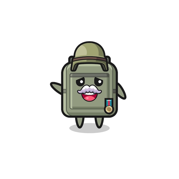 Vector cute school bag as veteran cartoon