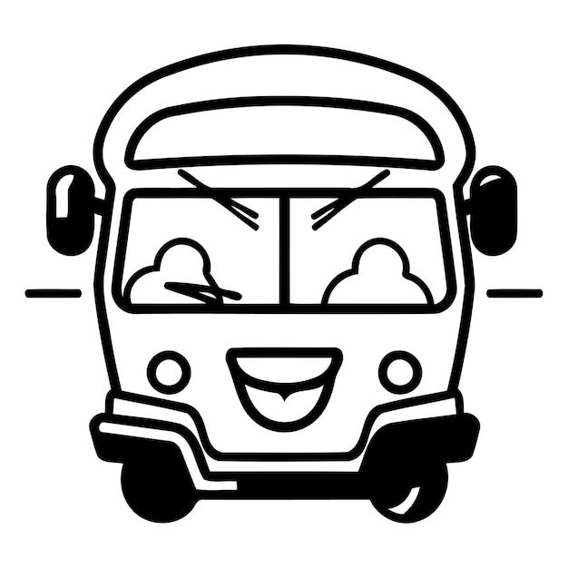 Vector cute school bus cartoon character vector illustration education concept