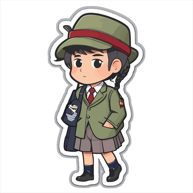 A cute school girl sticker design