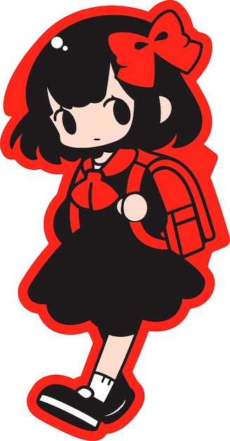 Vector cute school girl