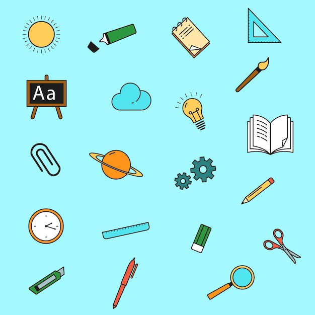 Vector cute school items