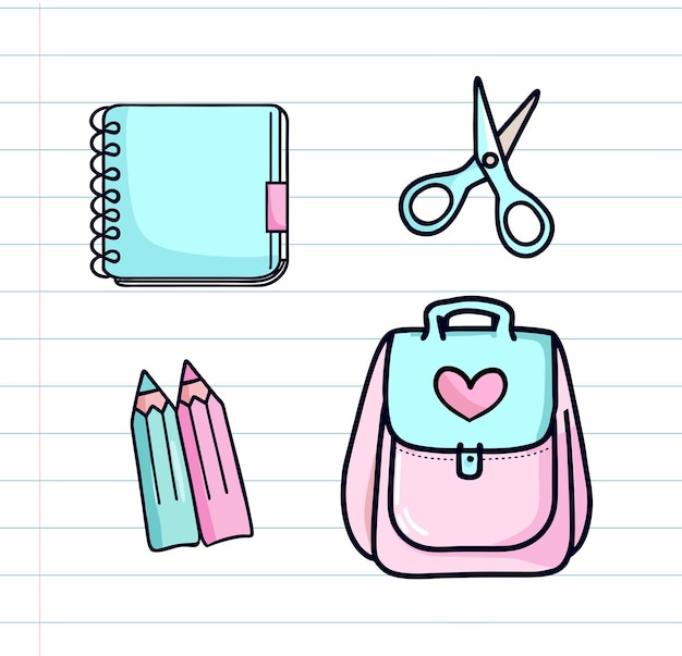 Cute school materials Back to school Happy Students