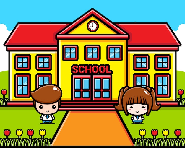 Vector cute school student  illustration