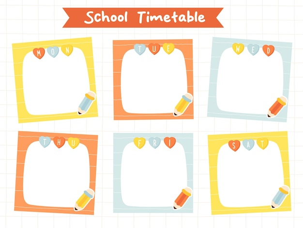 cute school timetable weekly schedule template