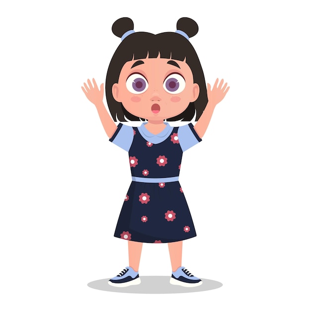 Cute schoolgirl, scared. Vector illustration