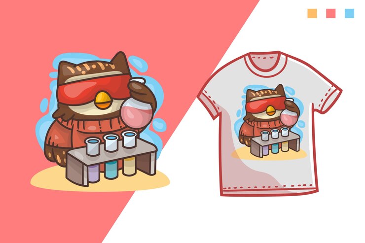 cute science owl t-shirt template design