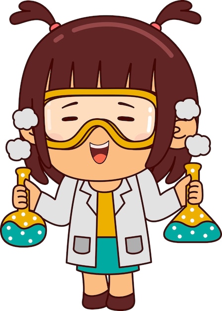 cute scientist girl cartoon character