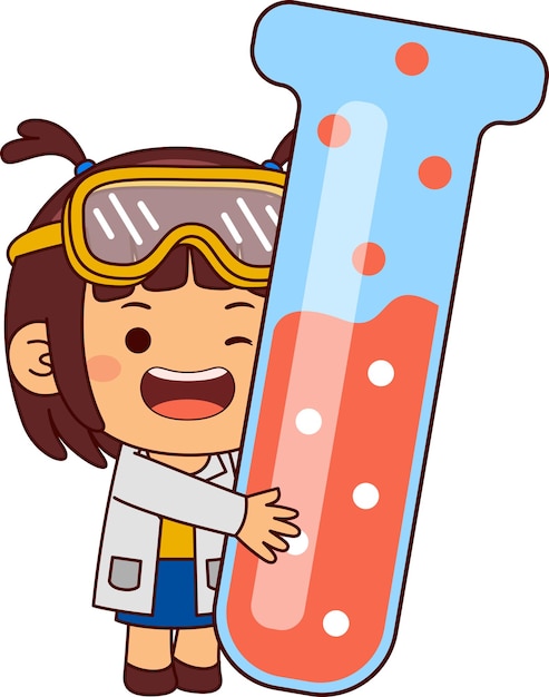 cute scientist girl cartoon character