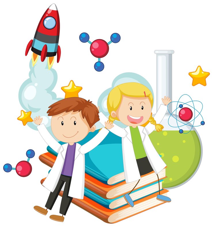 Vector cute scientists cartoon character science icon vector