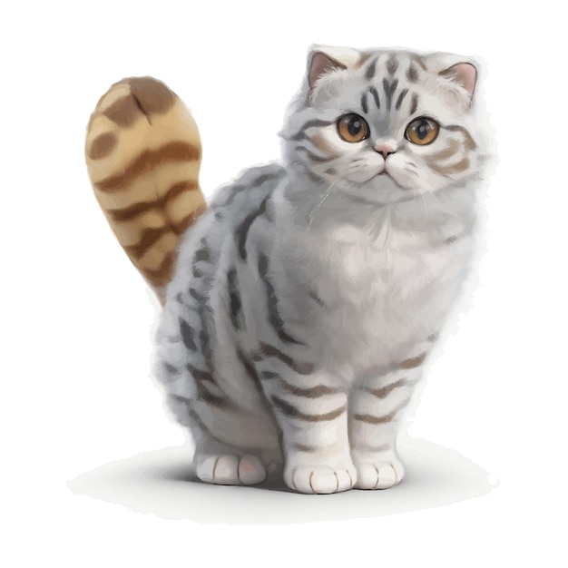 Cute Scottish Fold Cat Vector Illustration Customizable Cat Vector Graphic