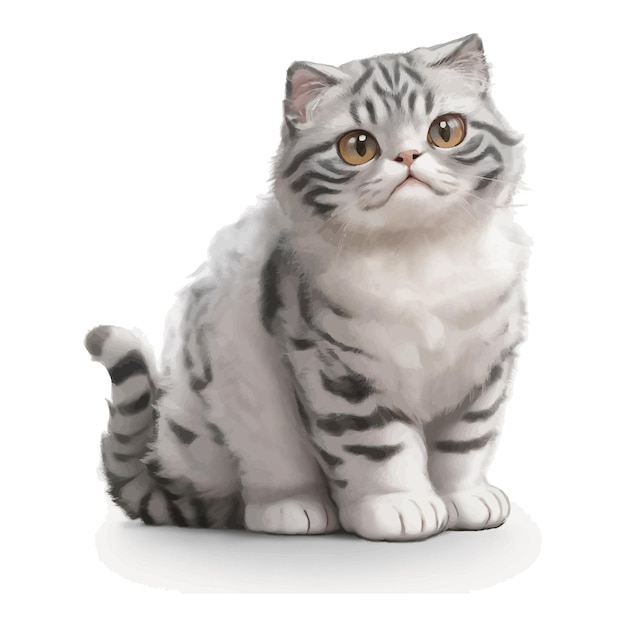 귀여운 스코틀랜드 폴드 고양이 터 일러스트레이션 사용자 정의 가능한 고양이터 그래픽