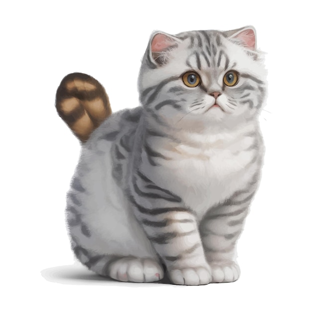 Cute Scottish Fold Cat Vector Illustration Customizable Cat Vector Graphic