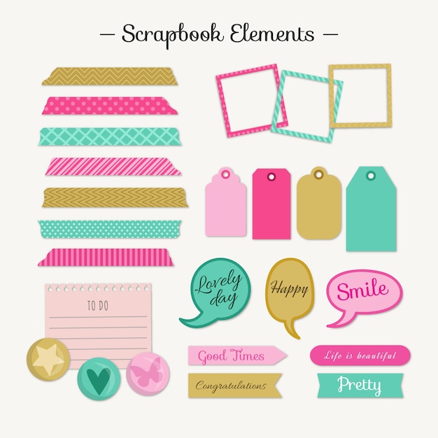 Vettore elementi di scrapbooking carino