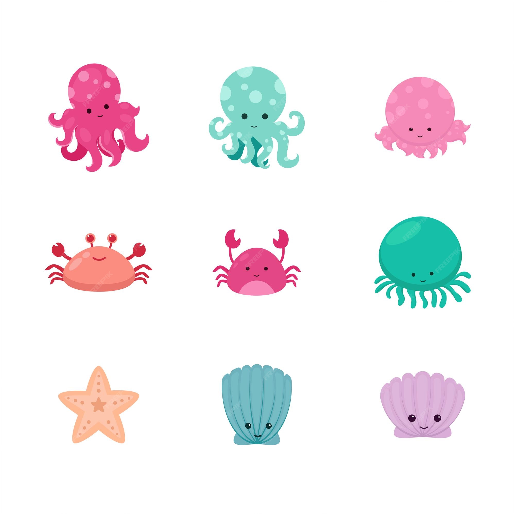 Premium Vector | Cute sea animals collection