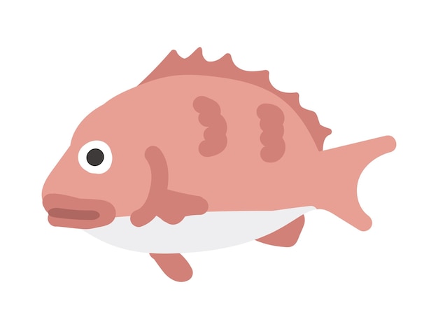 Vector cute sea bream simple and flat design handwritten rough taste