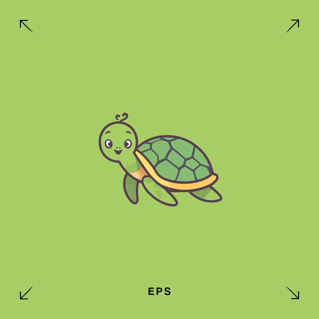 cute sea turtle animal illustration