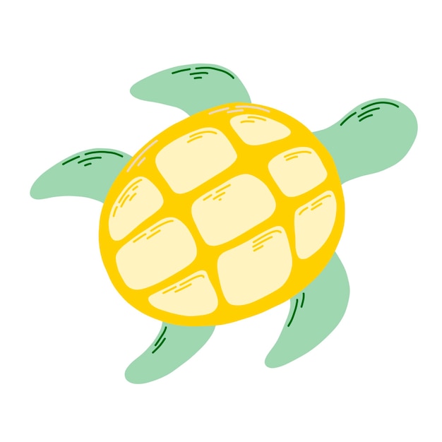 Cute sea turtle cartoon isolated on white background