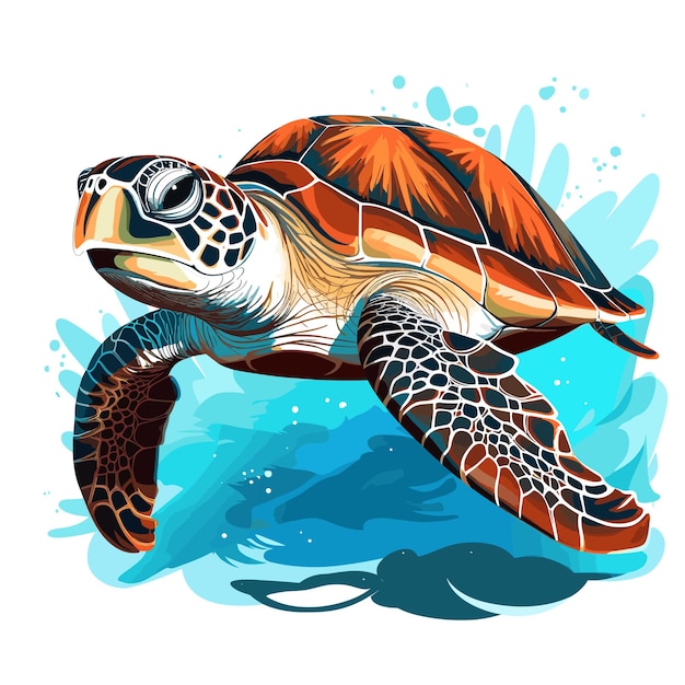 Cute Sea Turtle Cartoon Vector Art Illustration Design