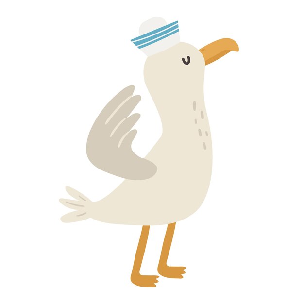 Vector cute seagull with sailor cap