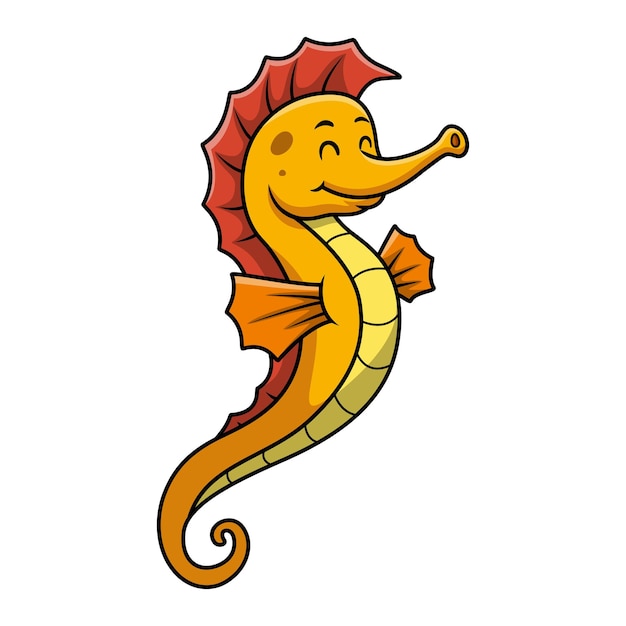 Cute seahorse cartoon on white background