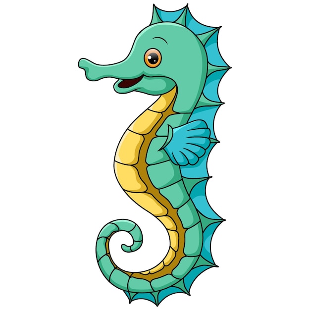 Cute seahorse cartoon on white background