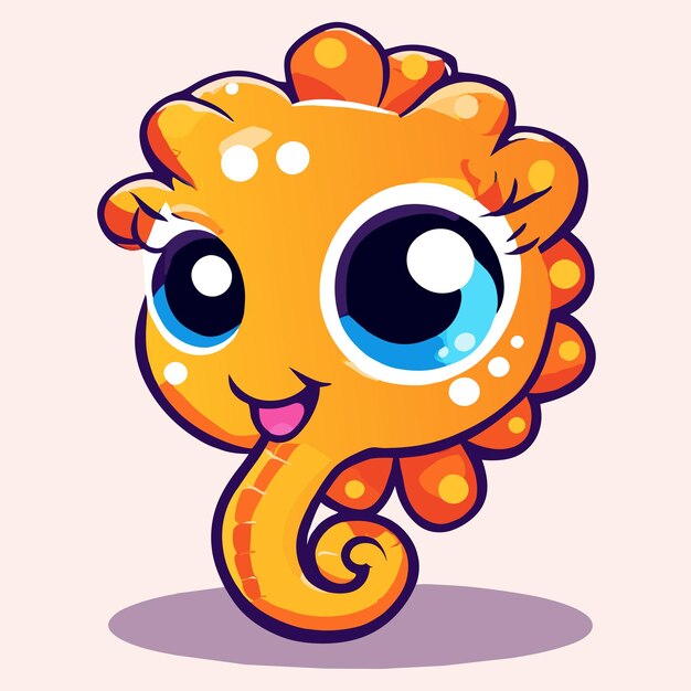 Vector cute seahorse ocean animal hand drawn flat stylish cartoon sticker icon concept isolated