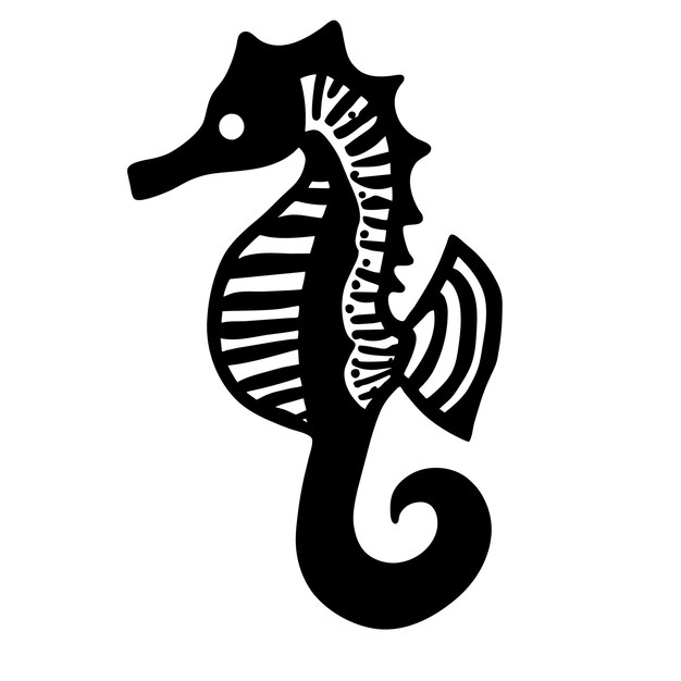 Vector cute seahorse ocean animal hand drawn flat stylish cartoon sticker icon concept isolated