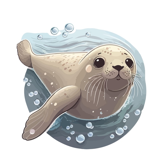 Vector cute seal cartoon style