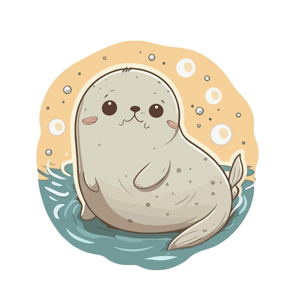 Cute seal cartoon style