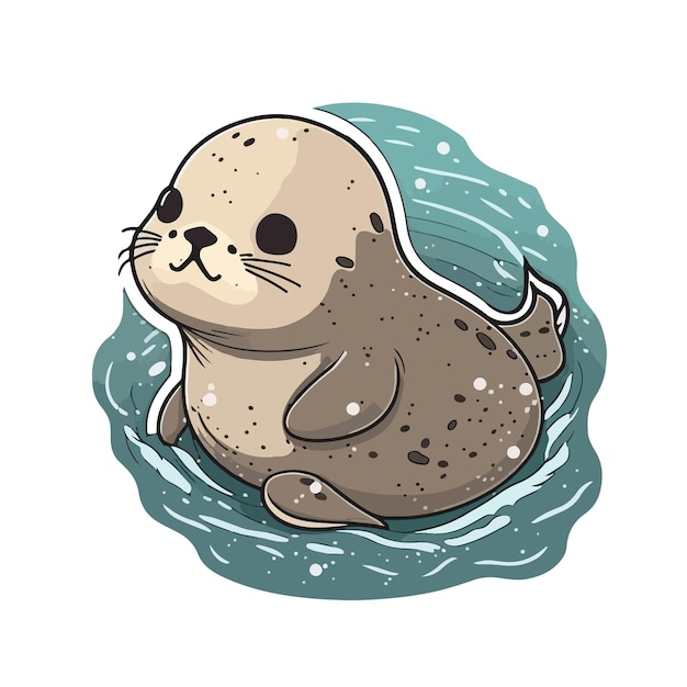 Cute seal cartoon style