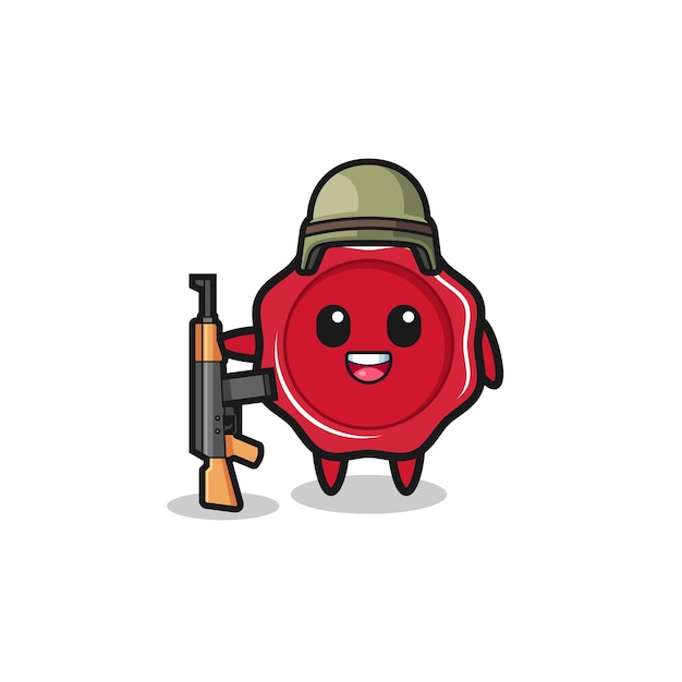 Cute sealing wax mascot as a soldier cute design