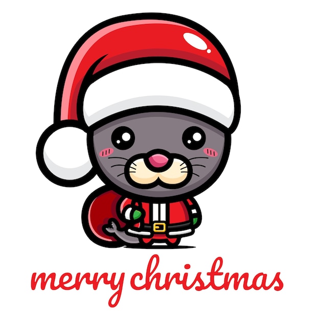 Cute seals celebrating christmas