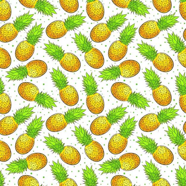 Cute seamless background of ripe appetizing pineapple