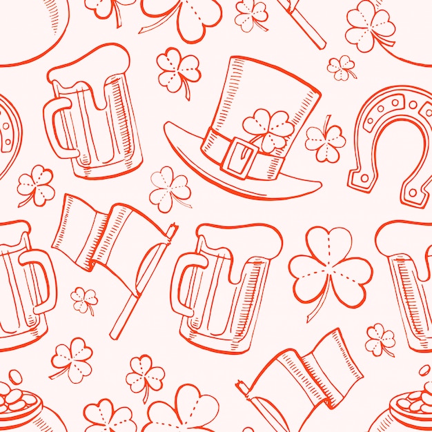 Cute seamless background for st. patrick`s day. hand-drawn illustration.