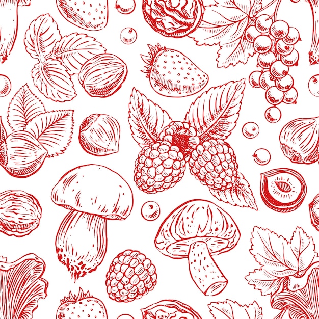 Cute seamless background with red ripe berries