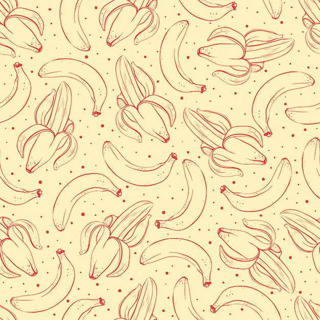 Вектор Симпатичный бесшовный фон со спелыми аппетитными бананами