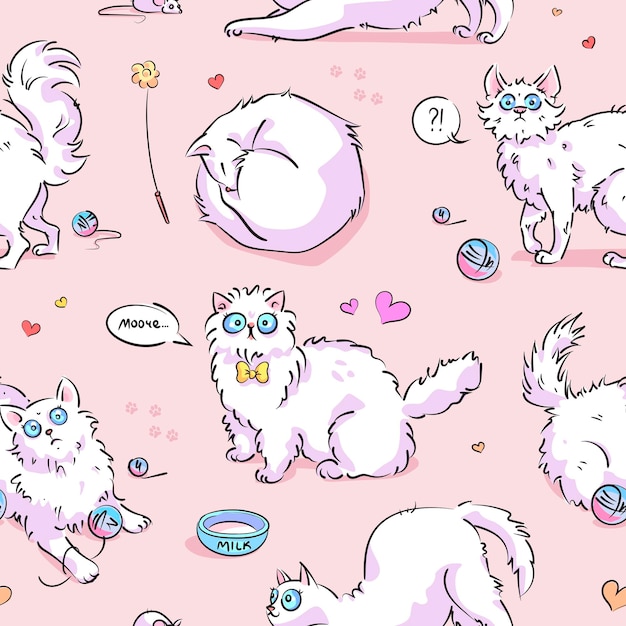 Cute seamless cat pattern design