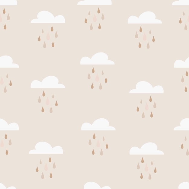 Cute seamless childish simple pattern for kids with cute clouds with raindrops in scandinavian style Childrens pattern with clouds Fabric design