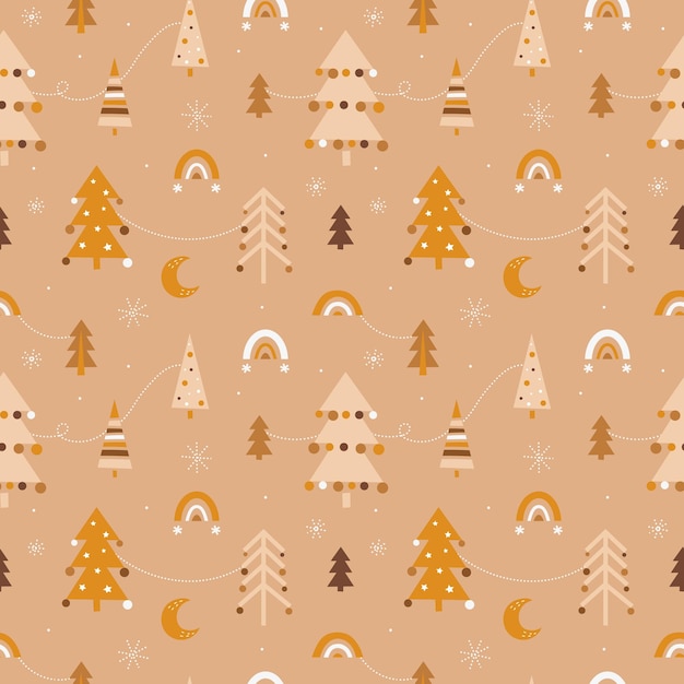 Cute seamless Christmas pattern in boho style