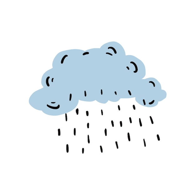 Cute seamless hand drawn weather pattern with rainy on white background