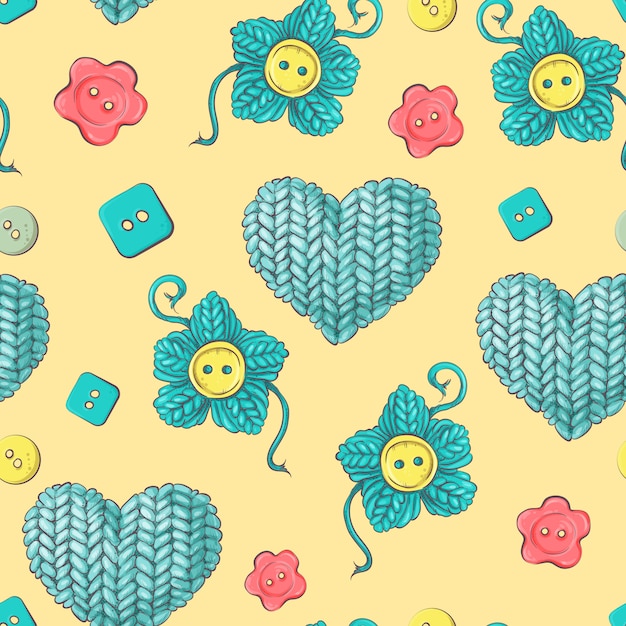 Carino seamless pattern di gomitoli di lana