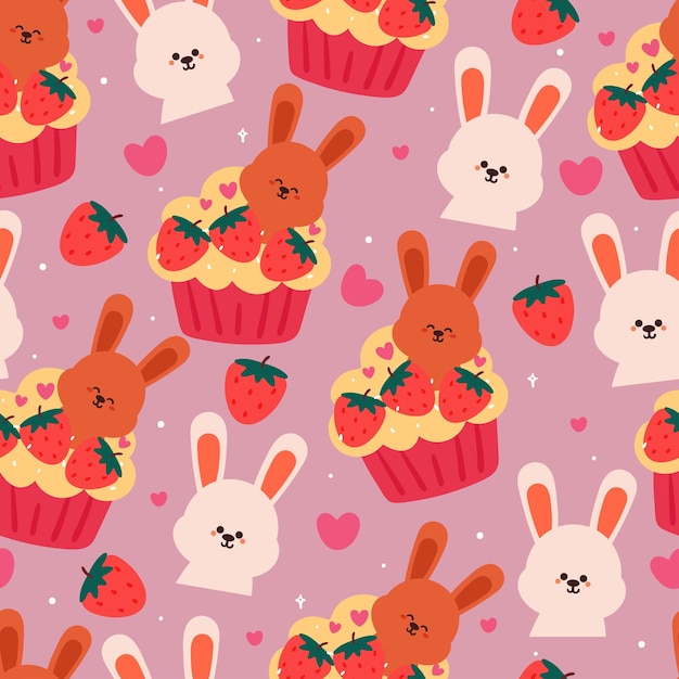 cute seamless pattern cartoon bunny with cute dessert animal wallpaper for kids textile