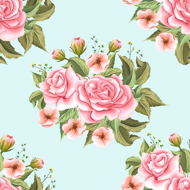 Cute seamless pattern of floral